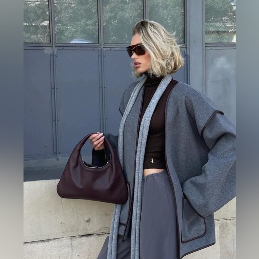 New Helsa Wool Blend Blanket Coat in Gray - Picture 6 of 14